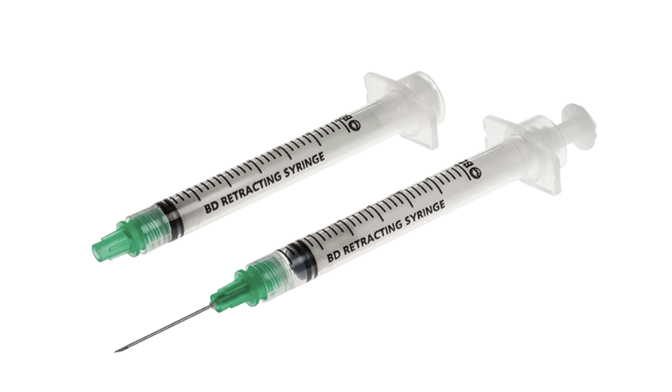 saryputtaHHBDリキッド0.5ml BD Integra™ Syringe with Detachable, Retracting Needle, 100/bx